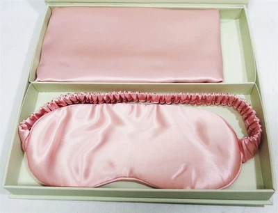 Juego de regalo 100 % seda morera: funda de almohada y máscara de ojos Queen (rosa) Foto 1 de 3