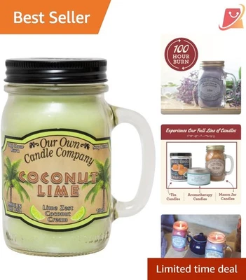 Coconut Lime Scented Mason Jar Candle 13oz Tropical Decor Indoor Gift - Image 1 of 4