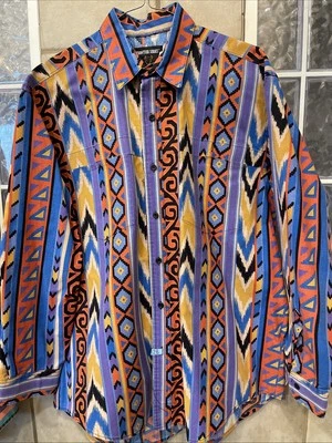 Camisa Vintage Frontier Series Para Hombre XL Multicolor Azteca Vaquero Occidental Retro Años 90 Foto 1 de 4