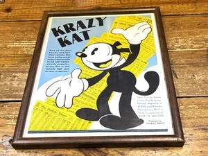 Original 1932 Krazy Kat Trade Ad Poster Columbia Pictures Framed 11”x14” RARE - Bild 1 von 2