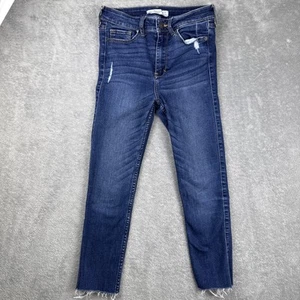 Pantalones de mezclilla para mujer ABERCROMBIE & FITCH 26w, 29L azul pierna recta deshilachados - Imagen 1 de 10
