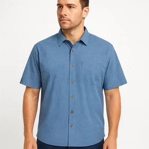 Roundtree & Yorke Herren 2XT Tall blau kariertes kurzärmliges geknöpftes Hemd neu mit Etikett - Bild 1 von 9