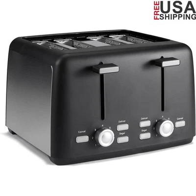 4 Slice Toaster Extra Wide Slots 7 Browning Levels Defrost Function Easy Clean - Image 1 of 4