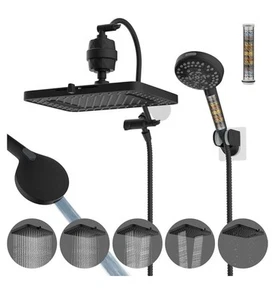 Hibbent Upgraded 5-spray 13'' Dual Filtered Rainfall Shower Head Combo, High ... - Picture 1 of 10