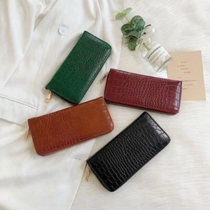 Women Crocodile Pattern PU Leather Wallet Clutch Coin Purse Fashion Phone Holder - Picture 1 of 6