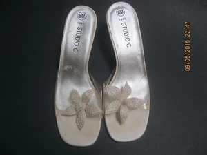 Studio C Bridal Wedding Prom Party shoes size 8M - Ivory open toe - Picture 1 of 3