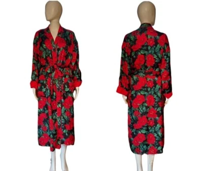Vintage Victoria's Secret Gold Label Floral Jacquard Satin/Terry Kimono Robe P/S - Image 1 of 4