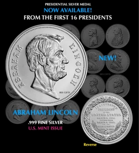 Medaglia presidenziale in argento / ABRAHAM LINCOLN / pezzo splendido! / .999 puro / 1 oz - Foto 1 di 4