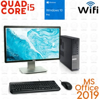 Dell Desktop Computer QUAD CORE i5 16GB RAM 2TB 512GB SSD PC 24" LCD - Image 1 of 2