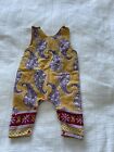 True Vintage 1970s Yellow Purple Paisley All In One Dungarees Romper 3-6 Months 