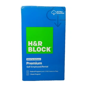 H&R Block 2024 Tax Software Premium PC/Mac Download Actiation Key Card Sealed - Picture 1 of 5
