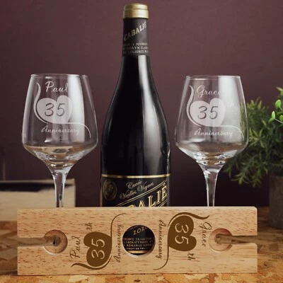 ALWAYS LOOKING GOOD Copa de vino grabada coral personalizada 35 aniversario boda regalo para parejas