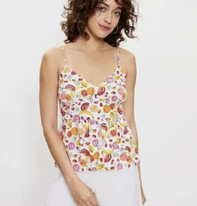 NWT LOFT Petite Fruit Salad Peplum Cami - Whisper White -  Size XX Large P - Picture 1 of 3