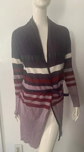 BCBG MAX AZRIA Long Cardigan Sweater Wool Blend Belt At Waist Womens Size L - Picture 1 of 4