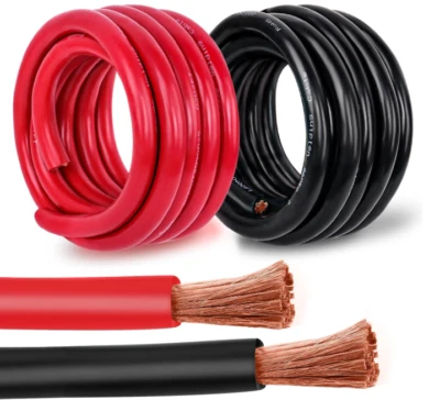 Cable de Batería 2 AWG, 15FT Rojo + 15FT Negro, Cobre OFC, para Automóvil y Sola Foto 1 de 4