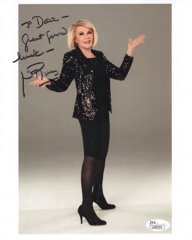 JOAN RIVERS HAND SIGNED 8x10 COLOR PHOTO     GREAT COMEDIAN      TO DAVE     JSA Cover