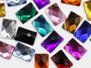 18x13mm Rectangular Flat Back Sew On Beads for Crafts - 45 Pieces - 13 Colors - Picture 1 of 14