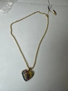 Kurt Geiger London Rainbow Pavé Heart Locket Necklace, 16" - Picture 1 of 5