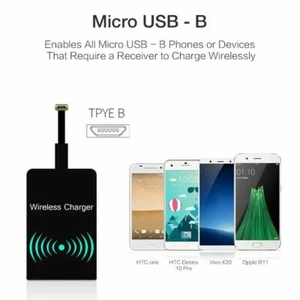 QI Wireless Adapter Fast Charger Receiver For Samsung Android Micro USB -B - Picture 1 of 4