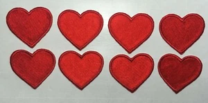 rotes Herzaufnäher Rot Herz Applikation Herz Aufbügeln 1 1/4 Zoll x 1 1/8 Zoll 8 Stck. Set - Bild 1 von 3