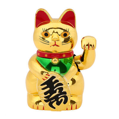Gold Chinese Lucky Waving Cat Beckoning Maneki Neko Wealth Fortune Feng Shui • 7.50£
