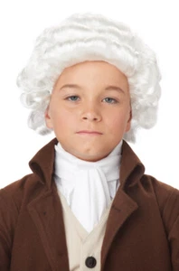 Child Colonial Man Peruke Costume Wig (White) - Picture 1 of 2