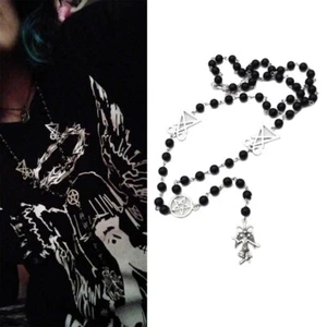 Baphomet Mystery Satan Goat Mendes Long Rosary Pendants Necklaces Women Man - Picture 1 of 5