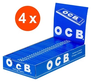 OCB Blau 4 Kartons à 25 x 50 kurze Blättchen | Zigarettenpapier Regular Papers