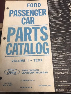 1986 MERCURY COUGAR GRAND MARQUIS LINCOLN CONTINENTAL TOWN CAR PARTS MANUAL CD - Image 1 of 3