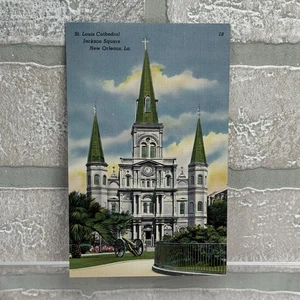 New Orleans, LA Louisiana St. Louis Cathedral Jackson Square Vintage Postkarte - Bild 1 von 12