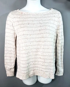 LOFT Damen großer Pullover elfenbein gesprenkelt Strick Metallicfaden Pulli U-Boot-Ausschnitt - Bild 1 von 13