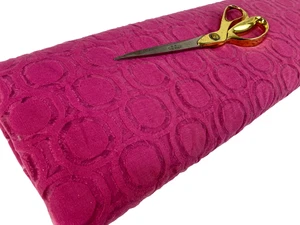 NEW*Fuschia Pink Stretch Burnout Circles Devore Bridal/Craft/Dress Fabric Sale - Picture 1 of 5