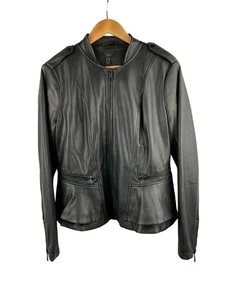 G.I.L.I. Womens Faux Leather Jacket Size M Black & Polyurethane - Picture 1 of 4