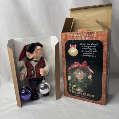 Zims Die Elfen selbst Leonardo Elfe Figur Ornamente 1999 Weihnachten mit Box Vintage - Bild 1 von 4
