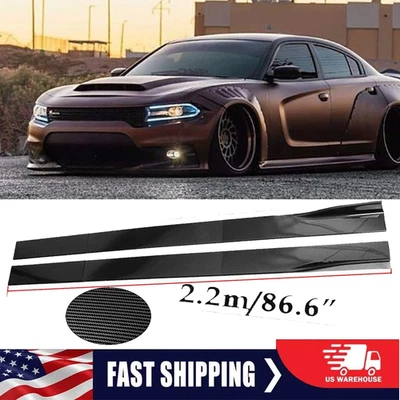 Carbon Fiber 86.6inch Side Skirt Extensions Rocker Panel For Dodge Charger Foto 1 de 4
