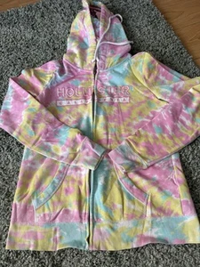 HOLLISTER WOMENS ZIP UP HOODY-BRIGHT COLOUR-TIE DYE EFFECT-SIZE M (10/12) - Picture 1 of 20