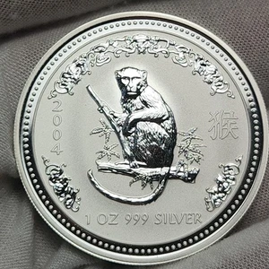 2004 Año del Mono, Lunar (Serie 1) Dólar de Plata Perth Australia - A-Y4 - Imagen 1 de 5