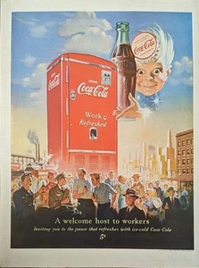 1950 Vintage Coca-Cola Print Ad. Vintage Coca-Cola Mascot. Service Workers - Picture 1 of 1