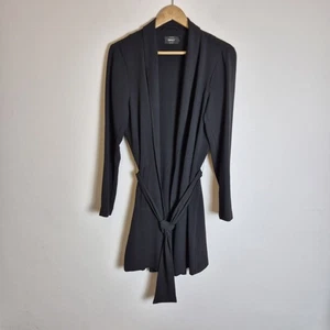 Only L Black Longline Jersey Crepe Type Blazer Jacket Belted - Picture 1 of 11
