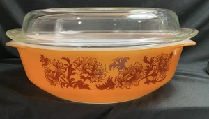 Vintage Pyrex Agee Orange African Fantasy Casserole Bowl With Lid New Zealand - Picture 1 of 15