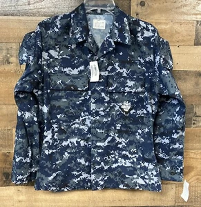 US Navy Blau Digital Muster Hemd Bluse Arbeit Leicht Gr. X-Small X-Short - Bild 1 von 9