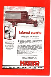 1920 anuncio De Colección Coche Pieza Gran Tamaño Master Truck Muebles Mover Tesbestos Freno - Imagen 1 de 2