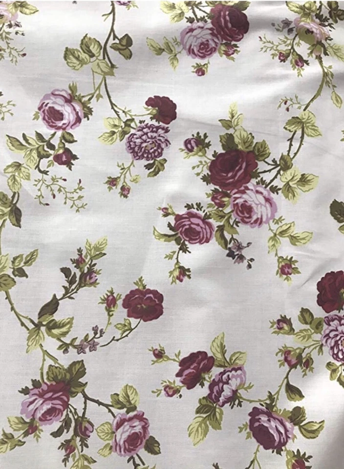 "Tela de polialgodón vintage con estampado floral de rosas por yarda, 58""/60"" de ancho" Foto 1 de 2