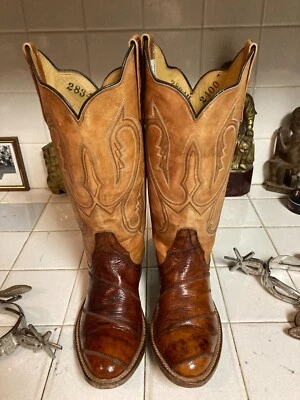 Botas Vaqueras Occidentales Ríos of Mercedes CARMEL MARRÓN ANGUILA HECHAS A MANO PERSONALIZADAS 4 B Foto 1 de 4