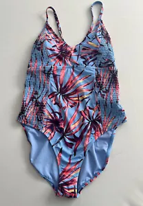 Jessica Simpson One Piece Swimsuit Size XL Blue Floral - Picture 1 of 4