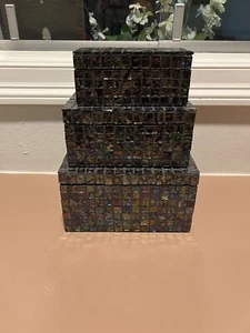 Seaglass Jewelry/Keepsake Nesting Box Imax Corp Handcrafted Pre-owned. 3 pc. - Picture 1 of 7