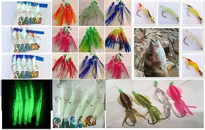 Sabiki 5 Octopus Squid Giant Shrimp Rigs Baits Fishing Lures Catch Hooks Rainbow - Picture 1 of 65