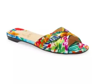 Christian Louboutin Women Floral Print Nicol Slide Sandals Sz 37 Red Green NIB - Picture 1 of 5