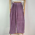 The Fated Pants Womens 10 Lilac Purple Satin High Waisted Pleated Wide Leg