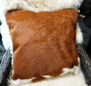 Cowhide Cushion -Country Style - A Hereford Red & White 50CM Sq Cushion Cover - - Picture 1 of 6